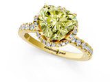 Yellow gold Fancy Yellow Heart  Halo Diamond Pave Band Ring with Four-Prong Setting_16