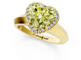 Yellow gold Fancy Yellow Heart  Halo Diamond Ring with Cathedral Band and Four-Prong Setting_50