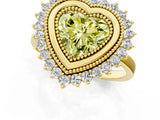 Yellow gold Fancy Yellow Heart  Halo Diamond Ring with Milgrain Edge and Round Prong Setting_26