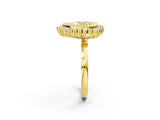 Yellow gold Fancy Yellow Heart  Halo Diamond Ring with Milgrain Edge and Round Prong Setting_27
