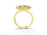 Yellow gold Fancy Yellow Heart  Halo Diamond Ring with Milgrain Edge and Round Prong Setting_28