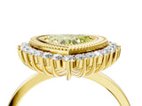 Yellow gold Fancy Yellow Heart  Halo Diamond Ring with Milgrain Edge and Round Prong Setting_29