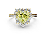 Yellow gold Fancy Yellow Heart  Halo Diamond Ring with Pavé Band and Prong Setting_19