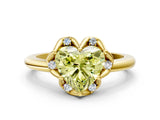 Yellow gold Fancy Yellow Heart  Halo Diamond Ring with Round Cluster Setting, Solitaire Band, and Four-Prong Setting_49