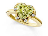 Yellow gold Fancy Yellow Heart  Halo Diamond Ring with Round Cluster Setting, Solitaire Band, and Four-Prong Setting_50