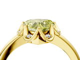 Yellow gold Fancy Yellow Heart  Halo Diamond Ring with Round Cluster Setting, Solitaire Band, and Four-Prong Setting_53
