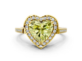 Yellow gold Fancy Yellow Heart  Halo Diamond Ring with Split Shank and Four-Prong Setting_64
