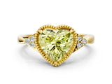 Yellow gold Fancy Yellow Heart  Halo Diamond Ring with Tapered Band and Four-Prong Setting_7