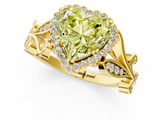 Yellow gold Fancy Yellow Heart  Halo Diamond Ring with Vintage Split Shank and Four-Prong Setting_21