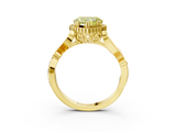 Yellow gold Fancy Yellow Heart  Halo Diamond Ring with Vintage Split Shank and Four-Prong Setting_23