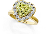 Yellow gold Fancy Yellow Heart  Halo Diamond Solitaire with Pavé Band and Four-Prong Setting_54