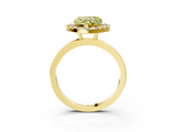Yellow gold Fancy Yellow Heart  Halo Diamond Solitaire with Pavé Band and Four-Prong Setting_56
