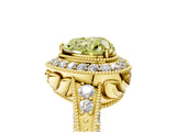 Yellow gold Fancy Yellow Heart  Halo Diamond Split Shank Ring with Milgrain Detail_54