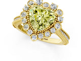 Yellow gold Fancy Yellow Heart  Halo Milgrain Pave Diamond Ring with Four-Prong Setting 1