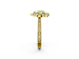 Yellow gold Fancy Yellow Heart  Halo Milgrain Pave Diamond Ring with Four-Prong Setting 2