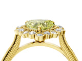 Yellow gold Fancy Yellow Heart  Halo Milgrain Pave Diamond Ring with Four-Prong Setting 4