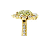 Yellow gold Fancy Yellow Heart  Halo Milgrain Pave Diamond Ring with Four-Prong Setting 5