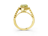 Yellow gold Fancy Yellow Heart  Halo Milgrain Solitaire with Bezel Set Side Stones and Pave Band_36