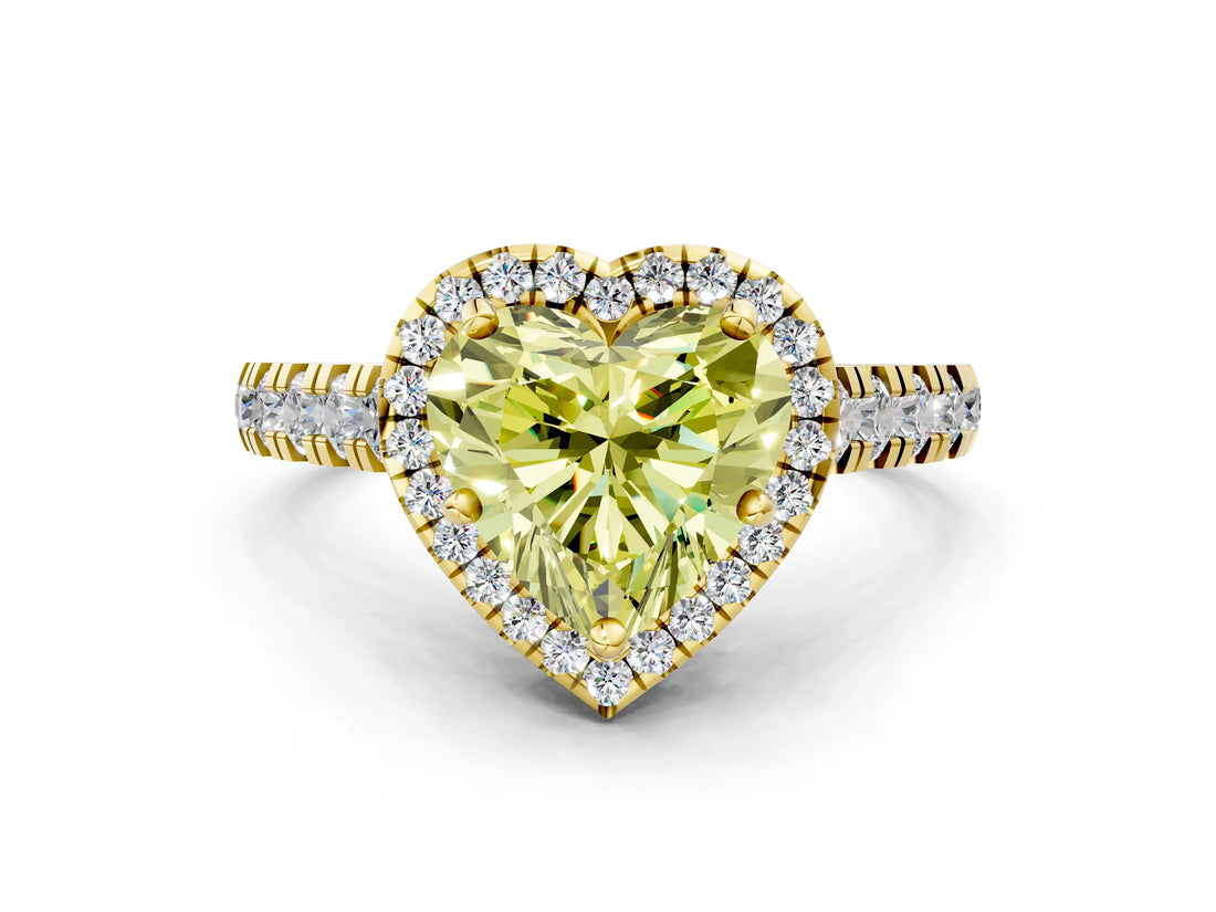 Yellow gold Fancy Yellow Heart  Halo Pavé Diamond Engagement Ring with Four-Prong Setting_27