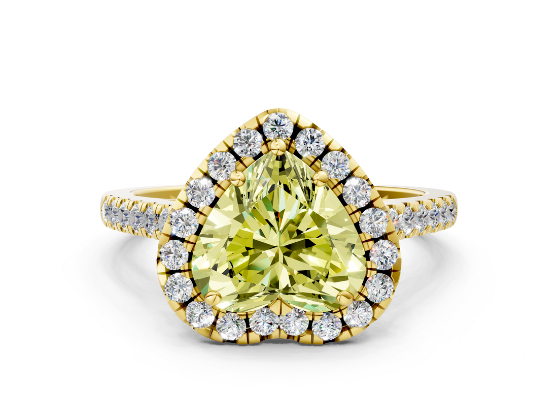 Yellow gold Fancy Yellow Heart  Halo Pavé Diamond Engagement Ring with Four-Prong Setting_3