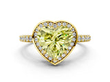 Yellow gold Fancy Yellow Heart  Halo Pave Band Solitaire Ring with Prong Setting_66