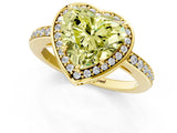 Yellow gold Fancy Yellow Heart  Halo Pave Band Solitaire Ring with Prong Setting_67
