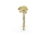 Yellow gold Fancy Yellow Heart  Halo Pave Band Solitaire Ring with Prong Setting_68