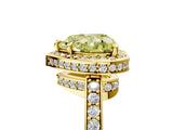 Yellow gold Fancy Yellow Heart  Halo Pave Band Solitaire Ring with Prong Setting_71