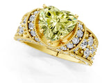 Yellow gold Fancy Yellow Heart  Halo Pave Diamond Engagement Ring with Milgrain Detailing_50