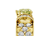 Yellow gold Fancy Yellow Heart  Halo Pave Diamond Engagement Ring with Milgrain Detailing_54