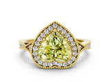 Yellow gold Fancy Yellow Heart  Halo Round Diamond Milgrain Pave Engagement Ring_3