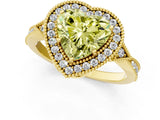 Yellow gold Fancy Yellow Heart  Halo Round Diamond Milgrain Pave Engagement Ring_4