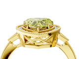 Yellow gold Fancy Yellow Heart  Halo Round Diamond Milgrain Pave Engagement Ring_7