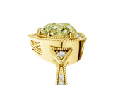 Yellow gold Fancy Yellow Heart  Halo Round Diamond Milgrain Pave Engagement Ring_8