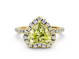 Yellow gold Fancy Yellow Heart  Halo Round Diamond Pavé Band Four-Prong Ring_3