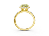Yellow gold Fancy Yellow Heart  Halo Round Diamond Pavé Band Four-Prong Ring_6