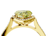 Yellow gold Fancy Yellow Heart  Halo Round Diamond Pave Band with Four-Prong Setting_42