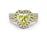 Yellow gold Fancy Yellow Heart  Halo Round Diamond Pave Band with Prong Setting 1