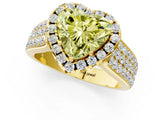 Yellow gold Fancy Yellow Heart  Halo Round Diamond Pave Band with Prong Setting 2