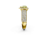Yellow gold Fancy Yellow Heart  Halo Round Diamond Pave Band with Prong Setting 3