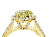 Yellow gold Fancy Yellow Heart  Halo Round Diamond Pave Band with Prong Setting 5