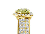 Yellow gold Fancy Yellow Heart  Halo Round Diamond Pave Band with Prong Setting