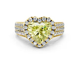 Yellow gold Fancy Yellow Heart  Halo Round Diamond Pave Band with Prong Setting_12