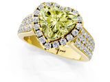 Yellow gold Fancy Yellow Heart  Halo Round Diamond Pave Band with Prong Setting_13