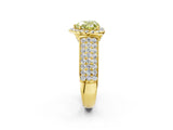 Yellow gold Fancy Yellow Heart  Halo Round Diamond Pave Band with Prong Setting_14
