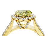 Yellow gold Fancy Yellow Heart  Halo Round Diamond Pave Band with Prong Setting_16
