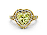 Yellow gold Fancy Yellow Heart  Halo Solitaire Diamond Ring with Pave Band and Bezel Setting_48