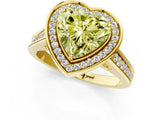 Yellow gold Fancy Yellow Heart  Halo Solitaire Diamond Ring with Pave Band and Bezel Setting_49