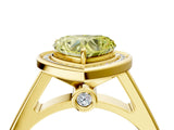 Yellow gold Fancy Yellow Heart  Halo Solitaire Diamond Ring with Pave Band and Bezel Setting_52