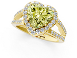 Yellow gold Fancy Yellow Heart  Halo Split Shank Diamond Ring with Four-Prong Setting_33